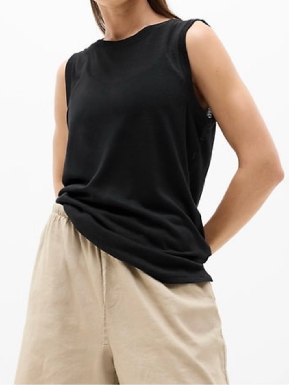 Athleta Breezy Black Sleeveless Crewneck Tank